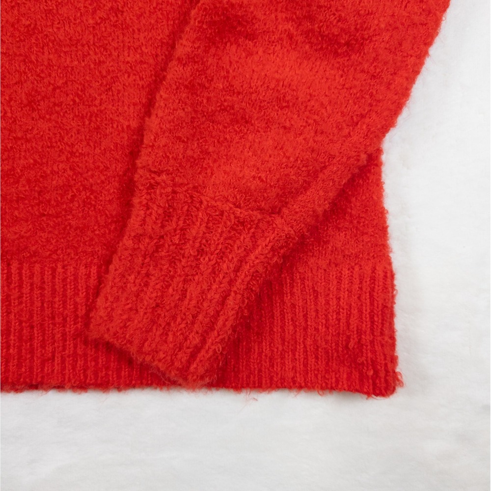Aerie Eyelash Knit Sweater Women S Red V-Neck Oversized Soft Girl Cabincore Cozy - Picture 4 of 11